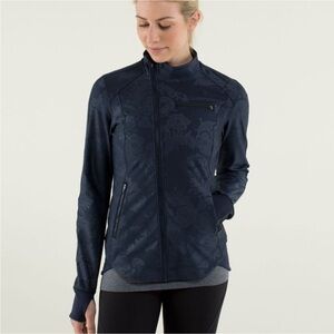 Lululemon Keep It Up jacket in the Laceoflage Embossed Inkwell color.